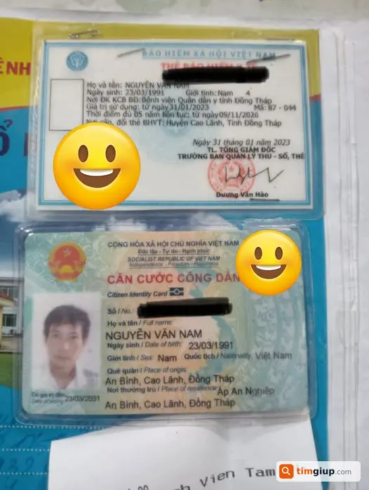 Nhặt được căn cước và sổ khám bệnh tại An Bình, Cao Lãnh