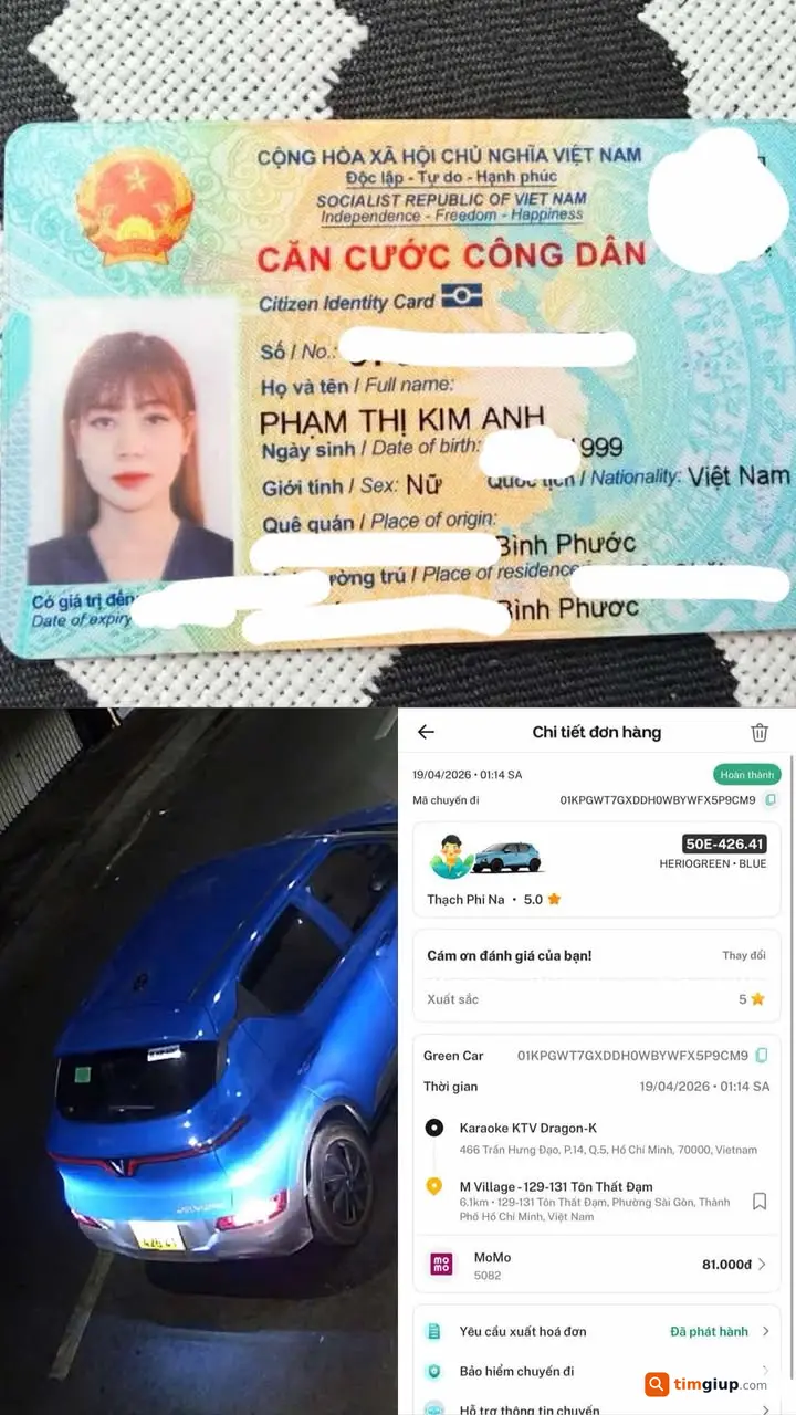 Mất túi xách kèm giấy tờ trên xe Xanh SM tại Quận 5 TP.HCM