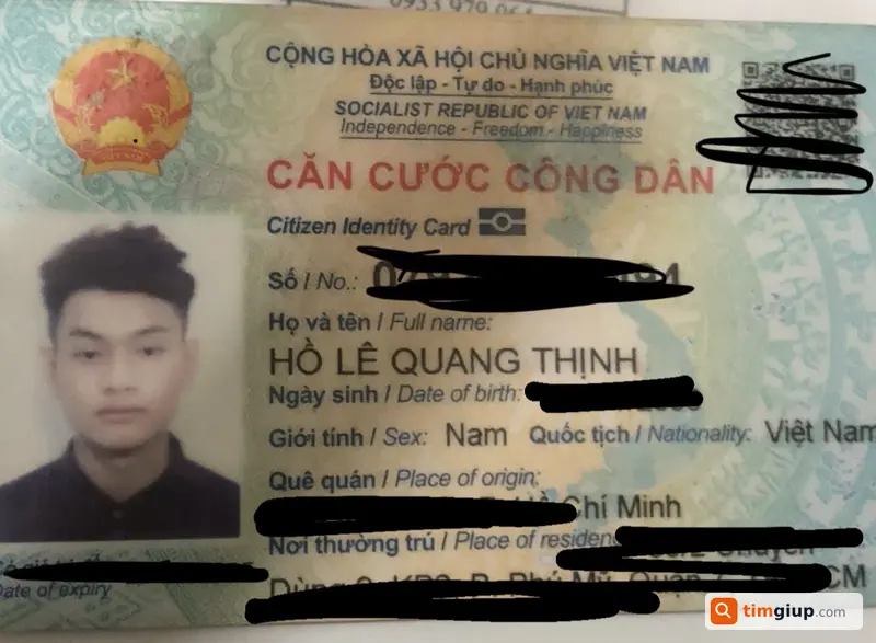 Tìm ví da đen, giấy tờ tên Hồ Lê Quang Thịnh Bình Chánh
