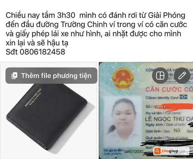 Tìm đồ thất lạc chưa rõ tại khu vực không xác định