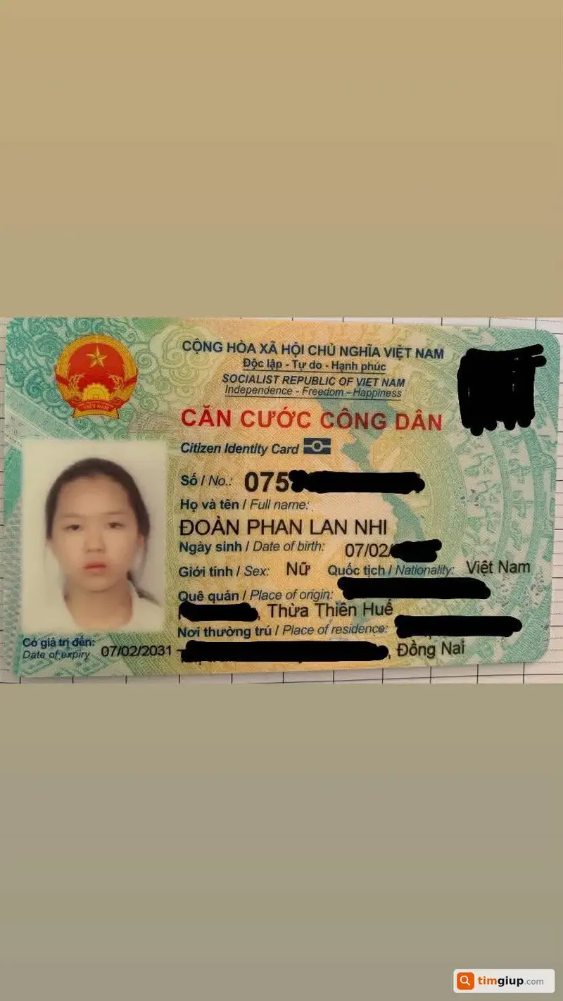 Tìm ví tiền và giấy tờ tùy thân của Đoàn Phan Lan Nhi