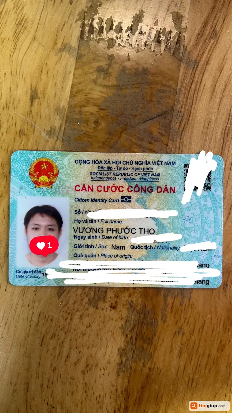 Tìm ví và giấy tờ tùy thân tên Vương Phước Thọ tại TP.HCM