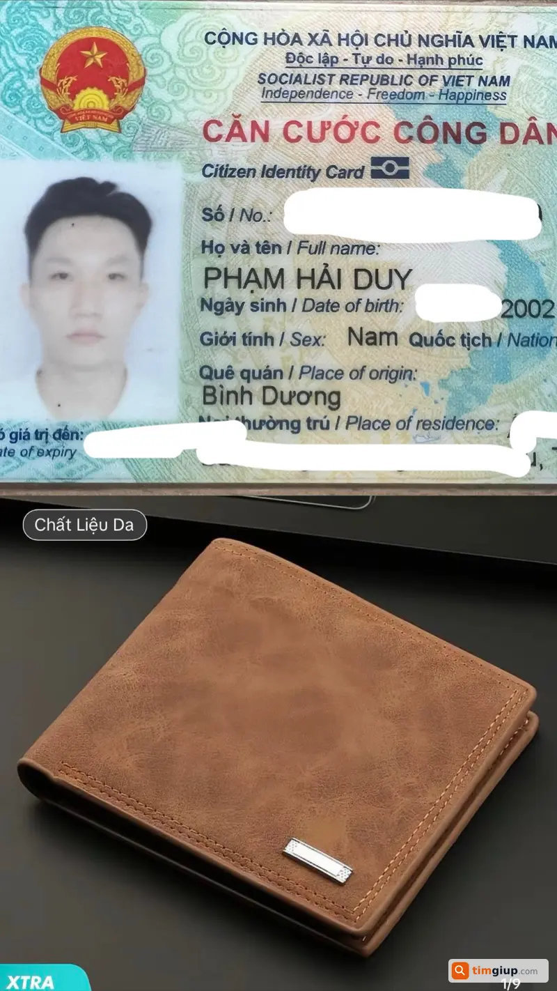 Rơi ví giấy tờ Phạm Hải Duy tuyến Gò Vấp đi Tây Ninh