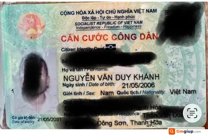 Tìm ví kèm giấy tờ tên Nguyễn Văn Duy Khánh tại Hà Nội