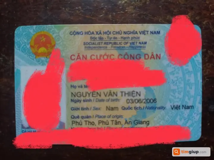 Tìm Giấy Tờ Cccd Nguyễn Văn Thiện Bị Mất Tại An Giang