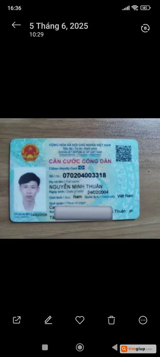 Tìm ví thất lạc khu vực chợ Đồng An 2, Thuận An TP.HCM
