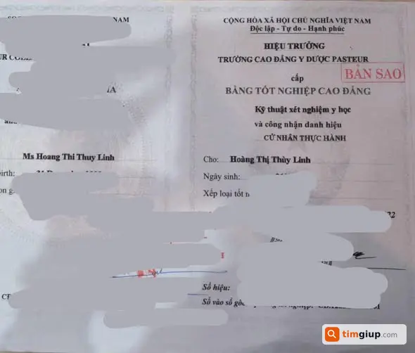 Tìm bằng cao đẳng tên Hoàng Thị Thùy Linh tại Đà Nẵng