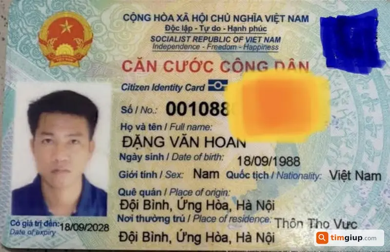 Tìm ví chứa CCCD và GPLX mang tên Đặng Văn Hoan tại Hà Nội