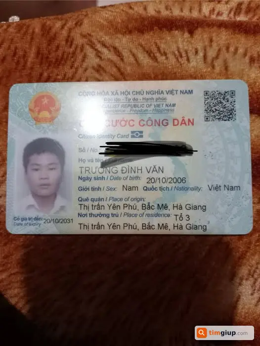 Mất ví chứa CCCD Trương Đình Văn tại Hà Nội