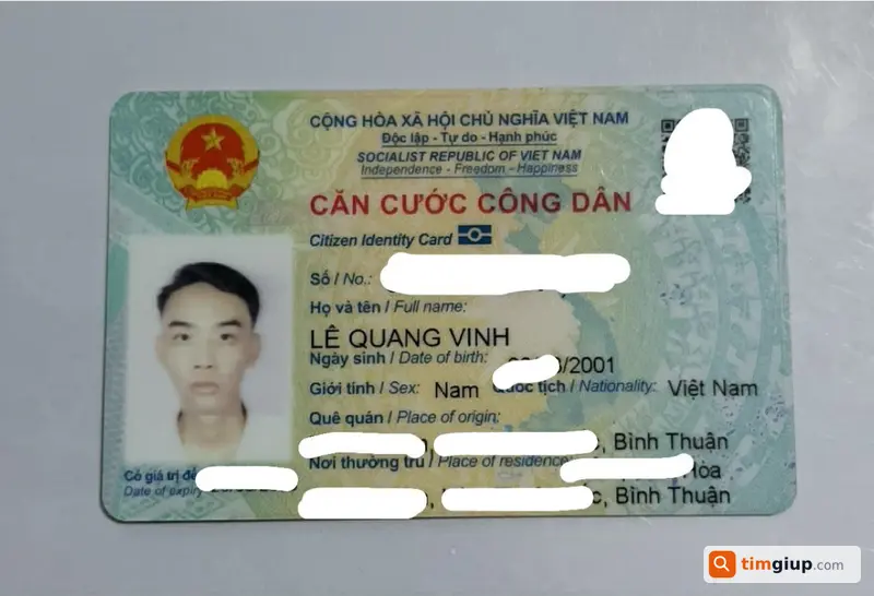 Tìm CCCD Lê Quang Vinh rơi tại Nơ Trang Long - TP.HCM