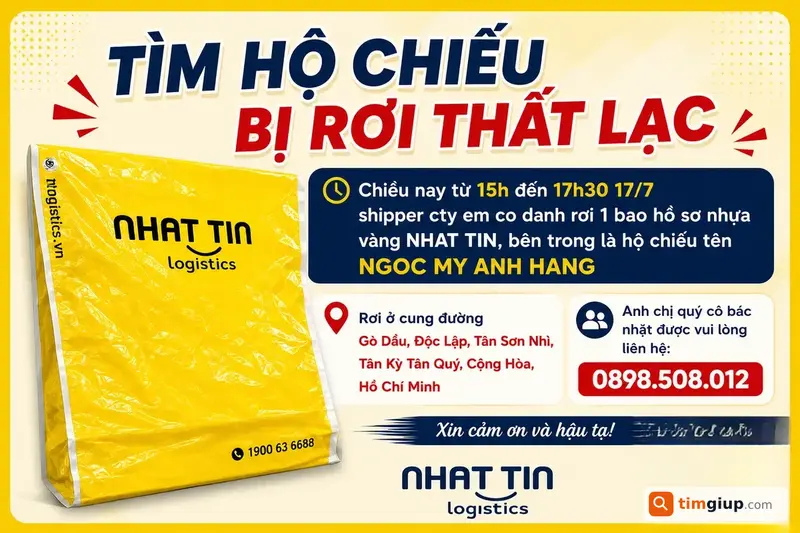 Tìm Hộ Chiếu Tên Ngoc My Anh Hang Rơi Tại Tân Kỳ Tân Quý
