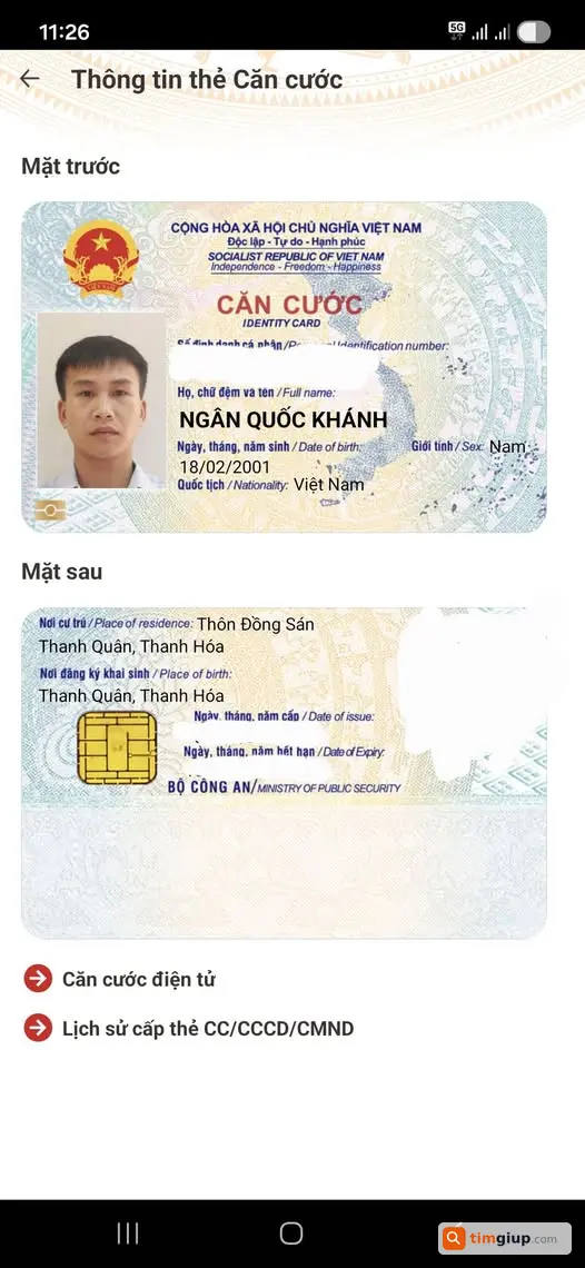 Tìm CCCD thất lạc tại Giảng Võ, Hà Nội