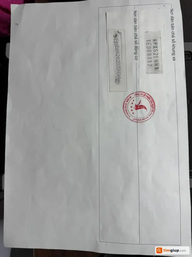 Tìm Giấy tờ Phiếu kiểm tra chất lượng xuất xưởng xe điện Vinfast