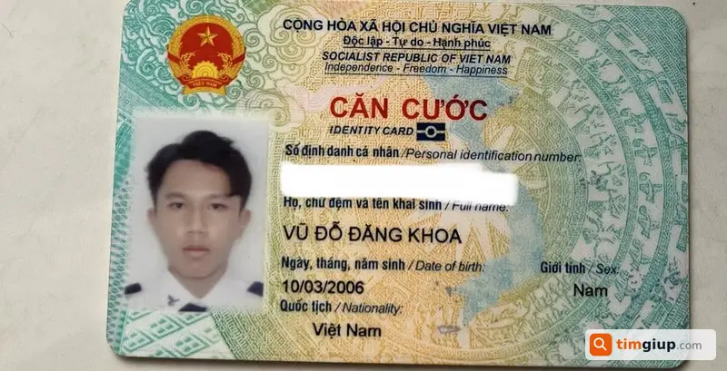 Nhặt được CCCD mang tên Vũ Đỗ Đăng Khoa, xin trả lại