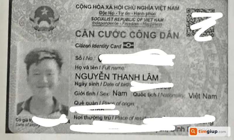 Tìm ví/bóp có CCCD Nguyễn Thanh Lâm gần THCS Tân Bình Dĩ An