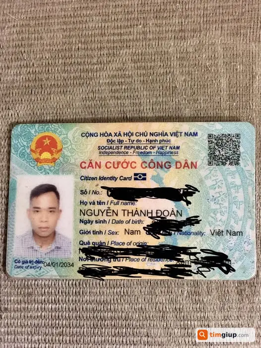 Tìm ví có CCCD tên Nguyễn Thành Đoàn rơi từ Ga Láng đi Trâu Quỳ