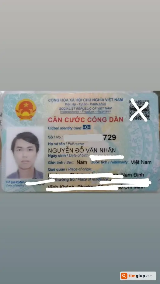 Tìm ví vải thất lạc giấy tờ Nguyễn Đỗ Văn Nhân tại TP.HCM