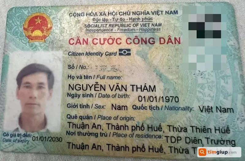 Tìm giấy tờ tùy thân (CCCD) tên Nguyễn Văn Thám thất lạc