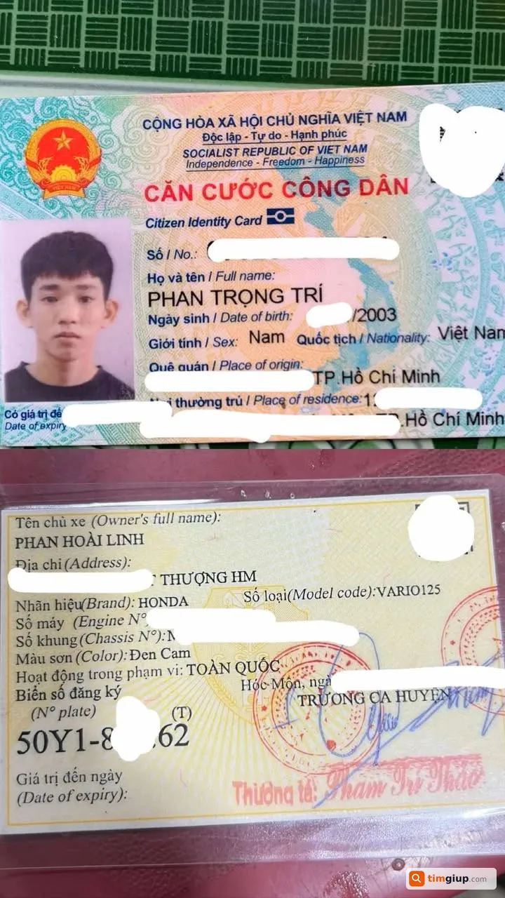 Tìm ví đánh rơi chứa giấy tờ tên Phan Trọng Trí tại Nhà Bè, TP.HCM