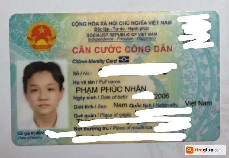 Tìm ví và giấy tờ tùy thân tên Phạm Phúc Nhân tại TP.HCM
