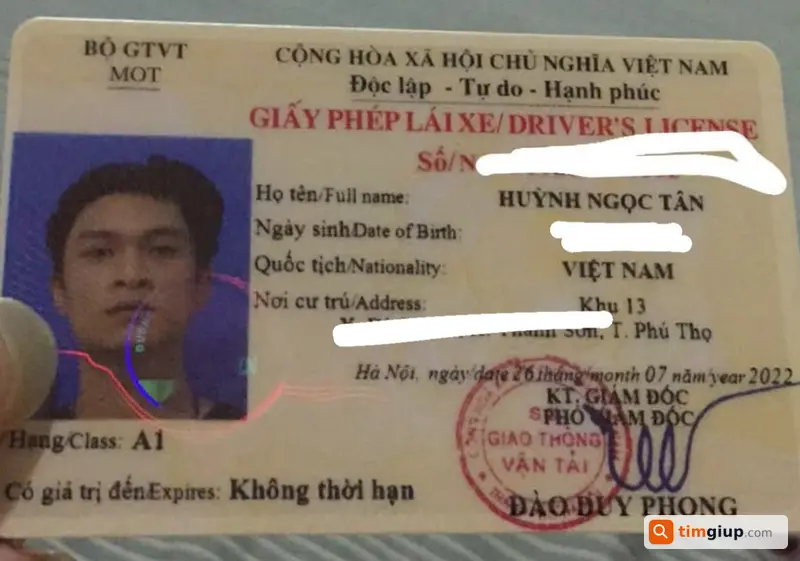Mất ví chứa CCCD, bằng lái tên Huỳnh Ngọc Tân tại Thanh Trì Hà Nội