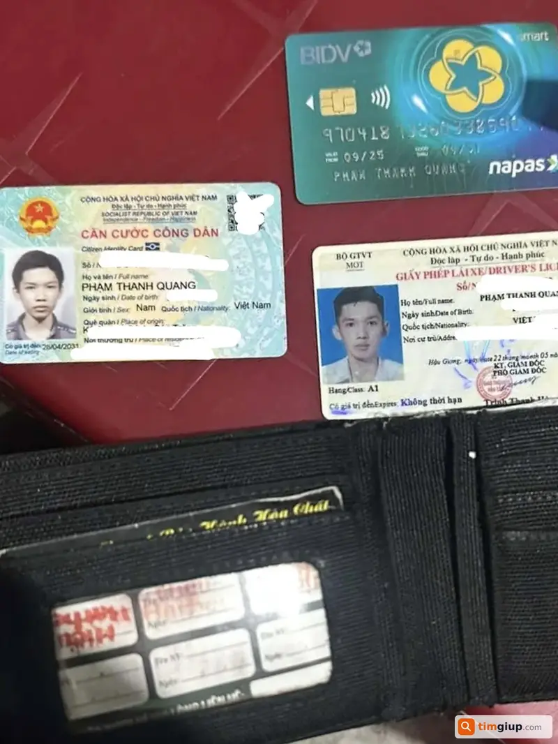 Tìm ví tiền của anh Phạm Thanh Quang tại Cần Thơ