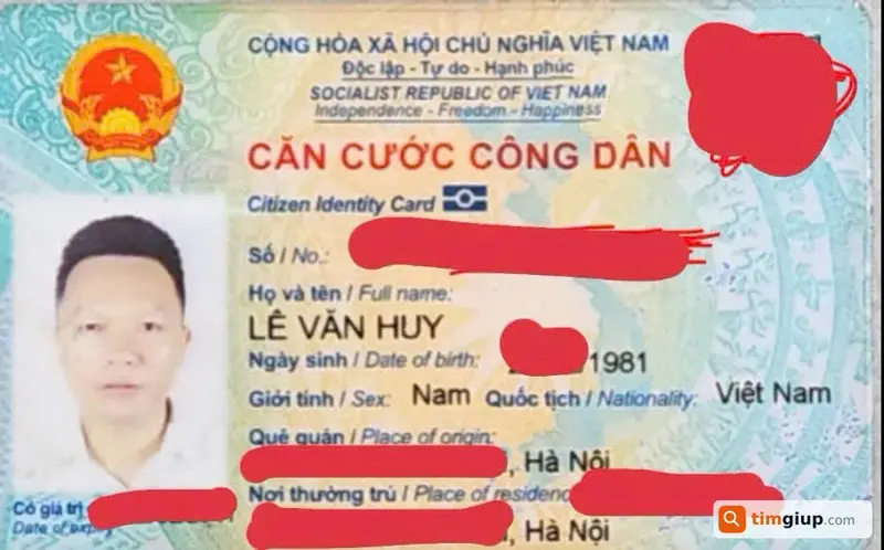 Tìm ví đựng giấy tờ tùy thân tên Lê Văn Huy tại Hà Nội