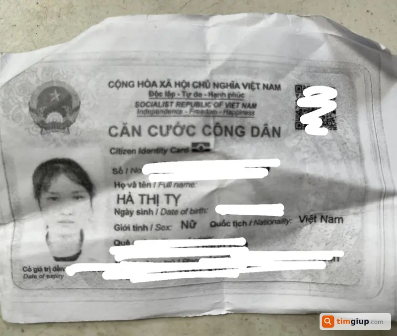 Tìm hồ sơ xin việc kèm CCCD Hà Thị Tỵ tại Tân Uyên, Bình Dương