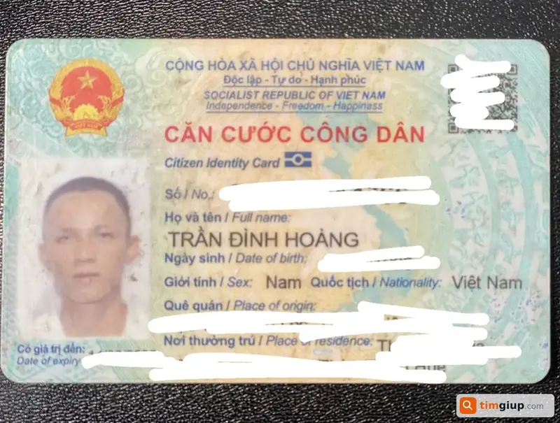 Tìm giấy tờ tùy thân tên Trần Đình Hoàng tại Biên Hòa