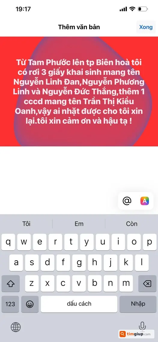Tìm người nhặt được liên hệ trả lại đồ thất lạc khu vực Hà Nội