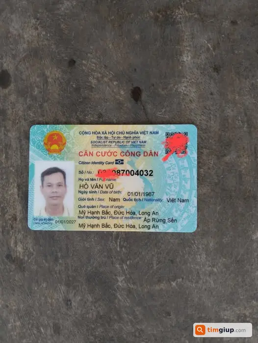 Tìm ví đen chứa CCCD tên Hồ Văn Vũ bị rơi
