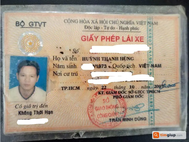 Tìm ví giấy tờ tên Huỳnh Thanh Hùng rơi tại Cần Giuộc Long An