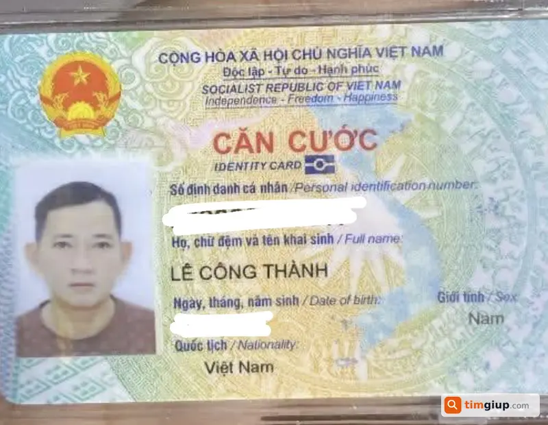 Tìm ví nam đen có CCCD Lê Công Thành rơi Q6 TP.HCM