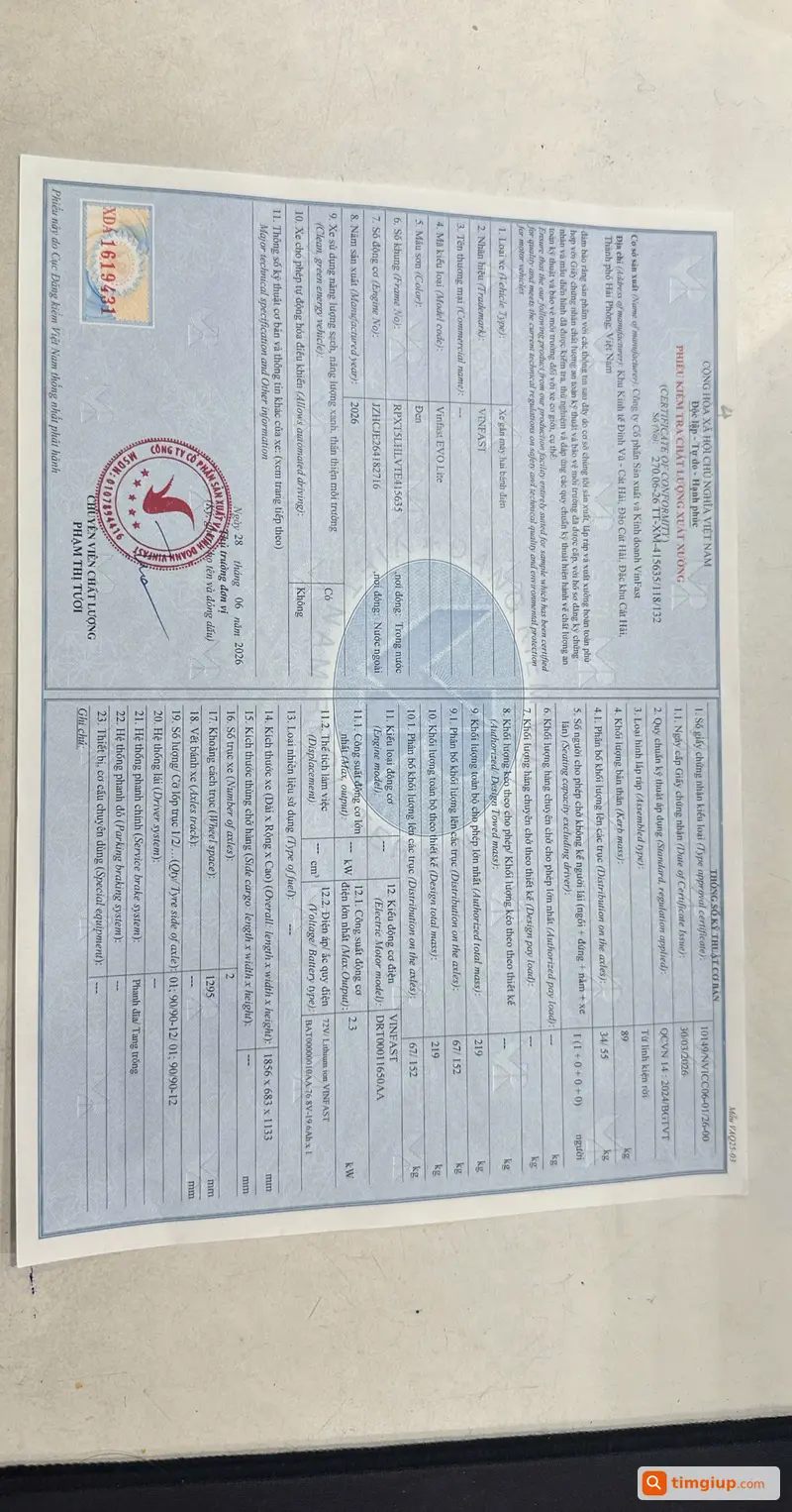 Tìm Phiếu Kiểm Tra Chất Lượng Xuất Xưởng