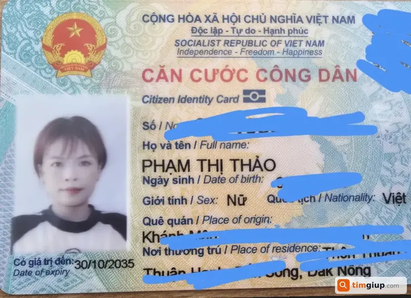 Tìm căn cước công dân tên Phạm Thị Thảo (1995) tại TP. Hồ Chí Minh