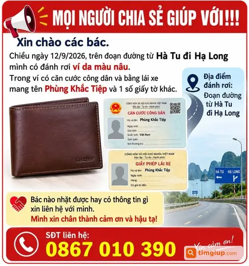 Ví Da Nâu Rơi Trên Đường Hà Tu Đi Hạ Long, Giấy Tờ Phùng Khắc Tiệp