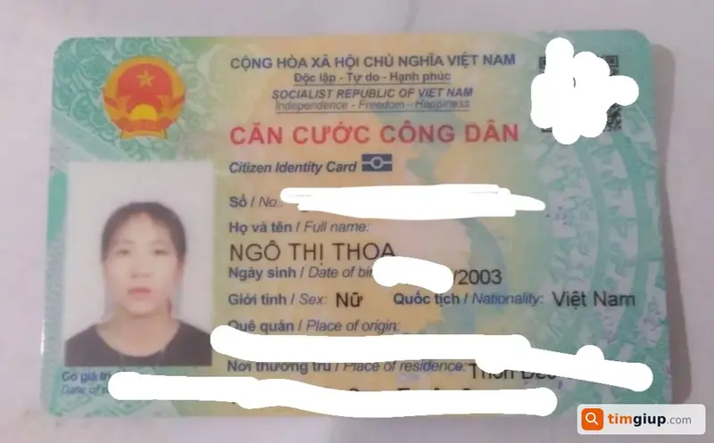 Tìm ví đánh rơi chứa giấy tờ tên Ngô Thị Thoa