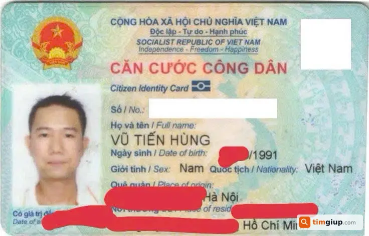 Tìm ví giấy tờ tên Vũ Tiến Dũng rơi tại Quận 12 TP.HCM