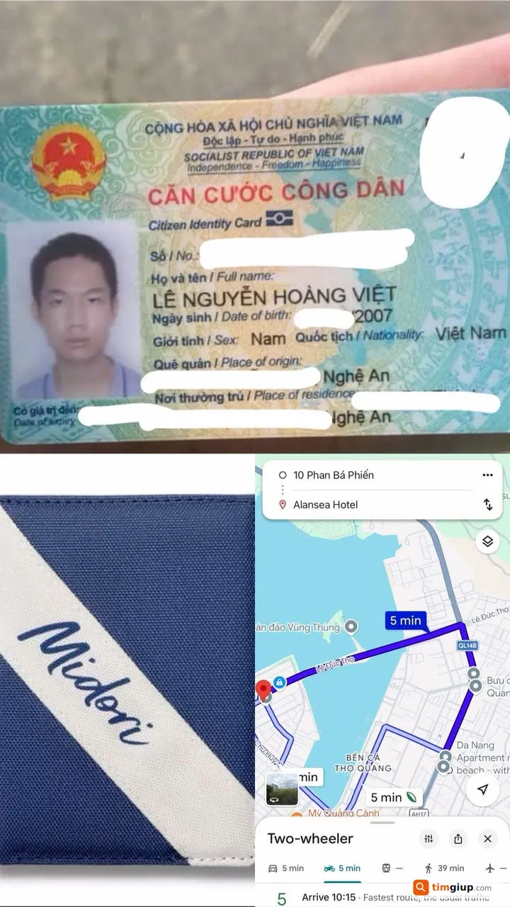 Tìm ví và giấy tờ tùy thân của Lê Nguyễn Hoàng Việt tại Sơn Trà, Đà Nẵng