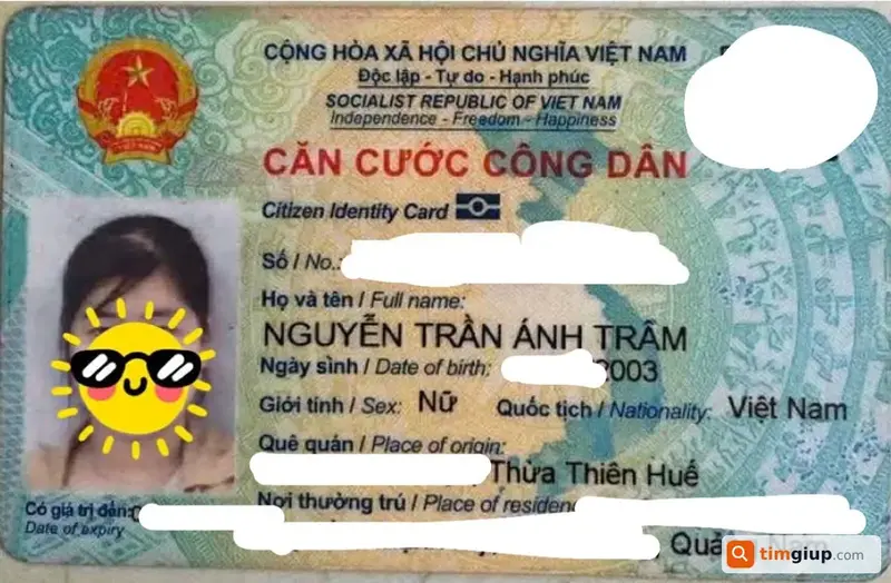 Tìm thẻ Căn cước công dân của Nguyễn Trần Ánh Trâm tại Đà Nẵng