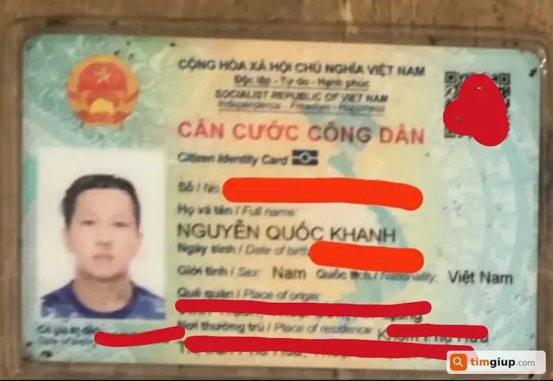 Tìm Căn cước công dân tên Nguyễn Quốc Khanh (1996) tại TP.HCM