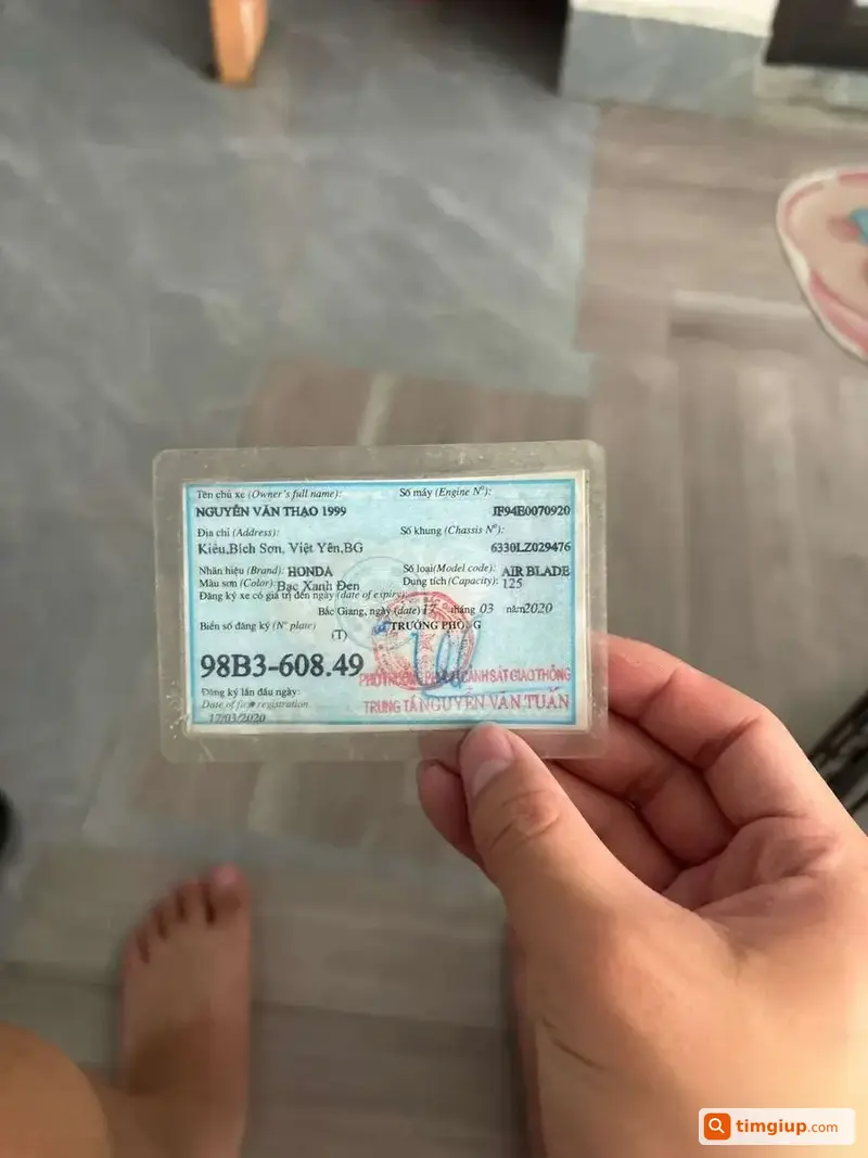 Giấy Tờ Xe Nguyễn Văn Thạo Bị Rơi Ở Hà Đông - Yên Xá