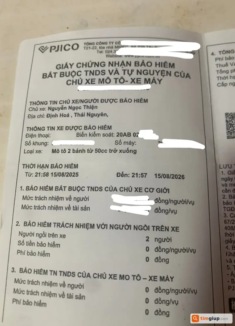 Tìm giấy đăng ký xe mang tên Nguyễn Ngọc Thiện tại Thái Nguyên