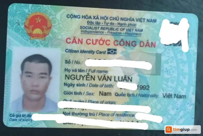 Tìm thẻ Căn cước công dân tên Nguyễn Văn Luân tại Quận 12, TP.HCM