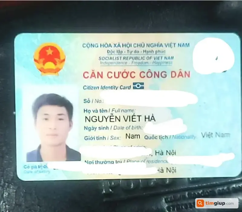 Tìm ví chứa giấy tờ tùy thân tên Nguyễn Viết Hà tại Hà Đông, Hà Nội
