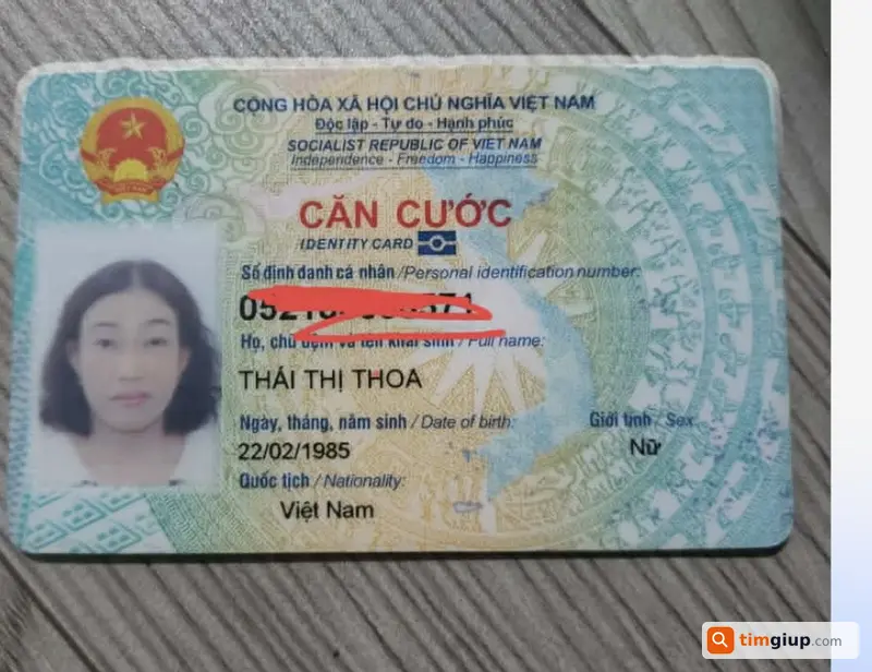 Tìm căn cước công dân tên Thái Thị Thoa tại Hoài Châu, Bình Định