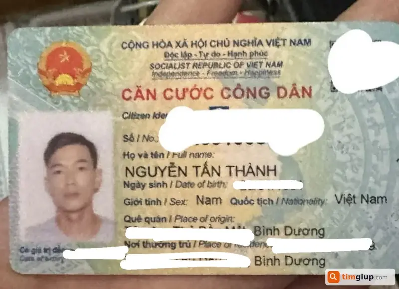 Tìm ví đánh rơi chứa giấy tờ tên Nguyễn Tấn Thành (1991) tại Bình Dương