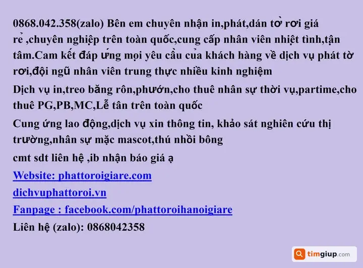 Tìm Dịch Vụ Phát Tờ Rơi Và Cung Ứng Nhân Sự Toàn Quốc