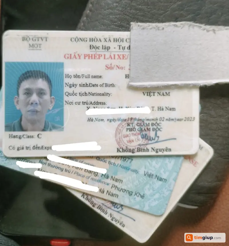 Rơi ví chứa CCCD và bằng lái tên Hoàng Xuân Tâm tại Long Biên Hà Nội