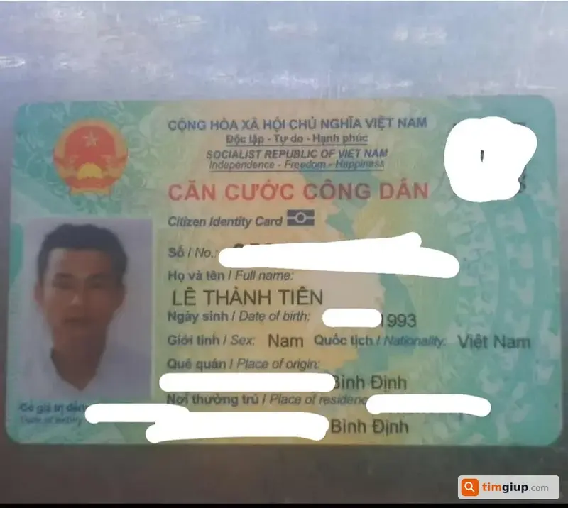 Tìm ví và giấy tờ tùy thân mang tên Lê Thành Tiên tại Quận Tân Phú, TP.HCM